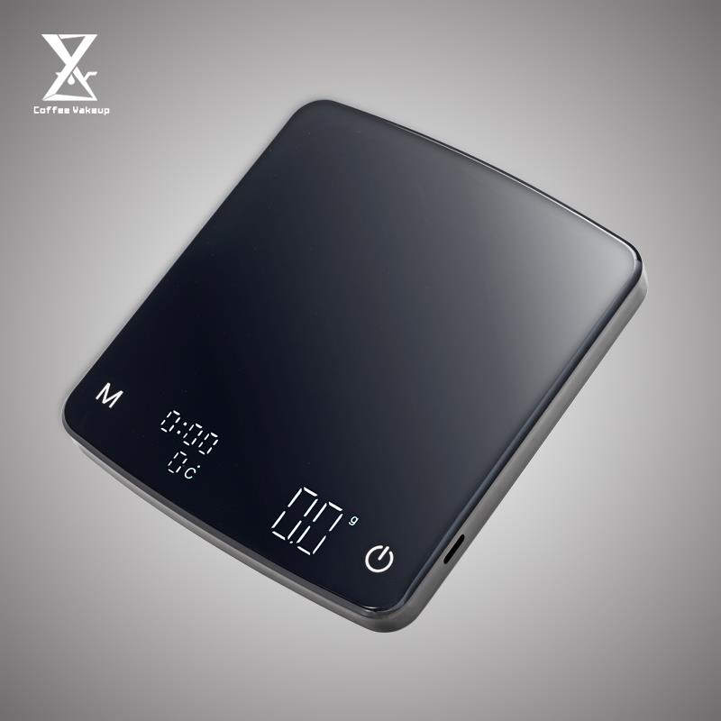 千烨咖啡 迷你款手冲咖啡称 电子秤2kg量程带温度计便携式厨房秤