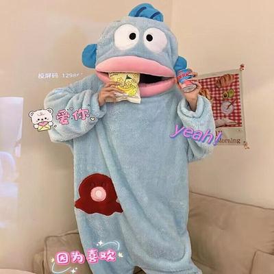 丑鱼睡衣女秋冬季珊瑚绒