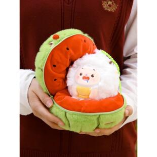 西瓜装懒洋洋喜羊羊水果盲盒挂件毛绒玩偶小灰灰懒羊包包挂件