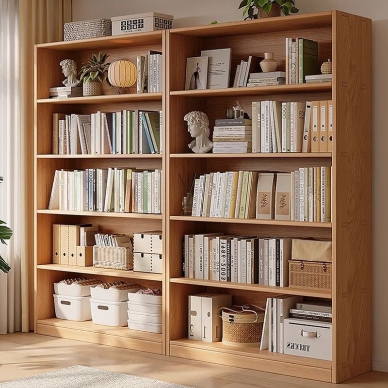 实木书架落地多层书柜柜子儿童一体靠墙置物架家用学生收纳储物柜