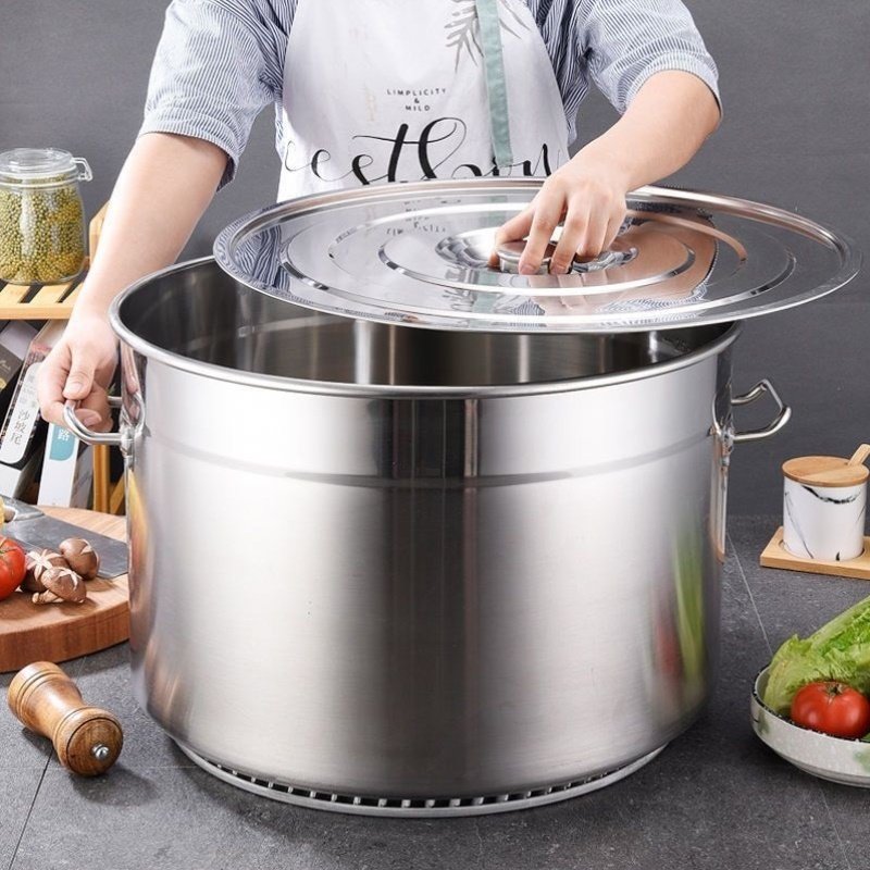 304不锈钢节能翅片汤锅汤桶带盖加厚大容量卤水锅卤肉桶3层复合底