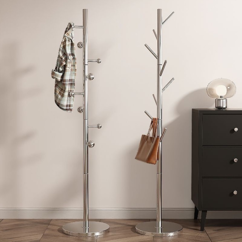 不锈钢大理石衣架落地立式高颜值加厚卧室网红挂衣架子主卧衣帽架
