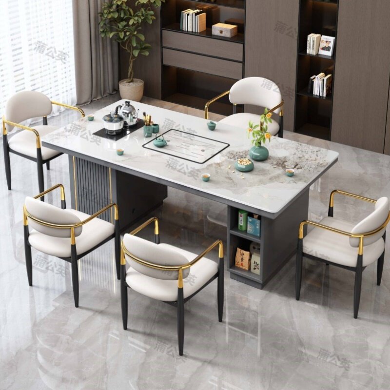 现代岩板茶桌一体一整套轻奢简约阳台烧水一体办公室小茶台茶茶桌