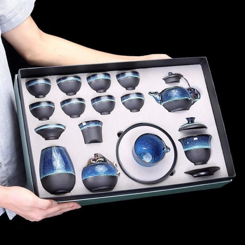 茶具一整套窑变瓷功夫茶具套装简约陶瓷礼盒高端商务礼品