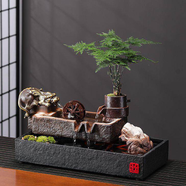 招财貔貅金蝉流水造景陶