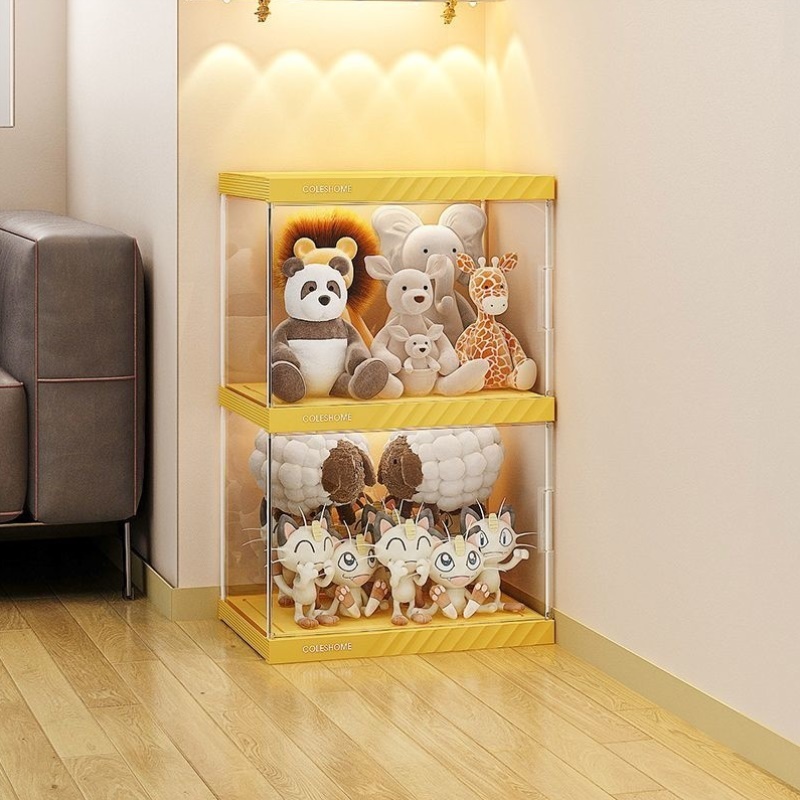 娃娃收纳桶毛绒玩具神器玩偶透明手办展示柜装布公仔筒箱置物架子