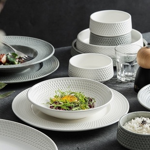 餐具套装 轻奢碗盘套装 陶瓷中式 家用碗简约高级感餐具套装 碗碟套装