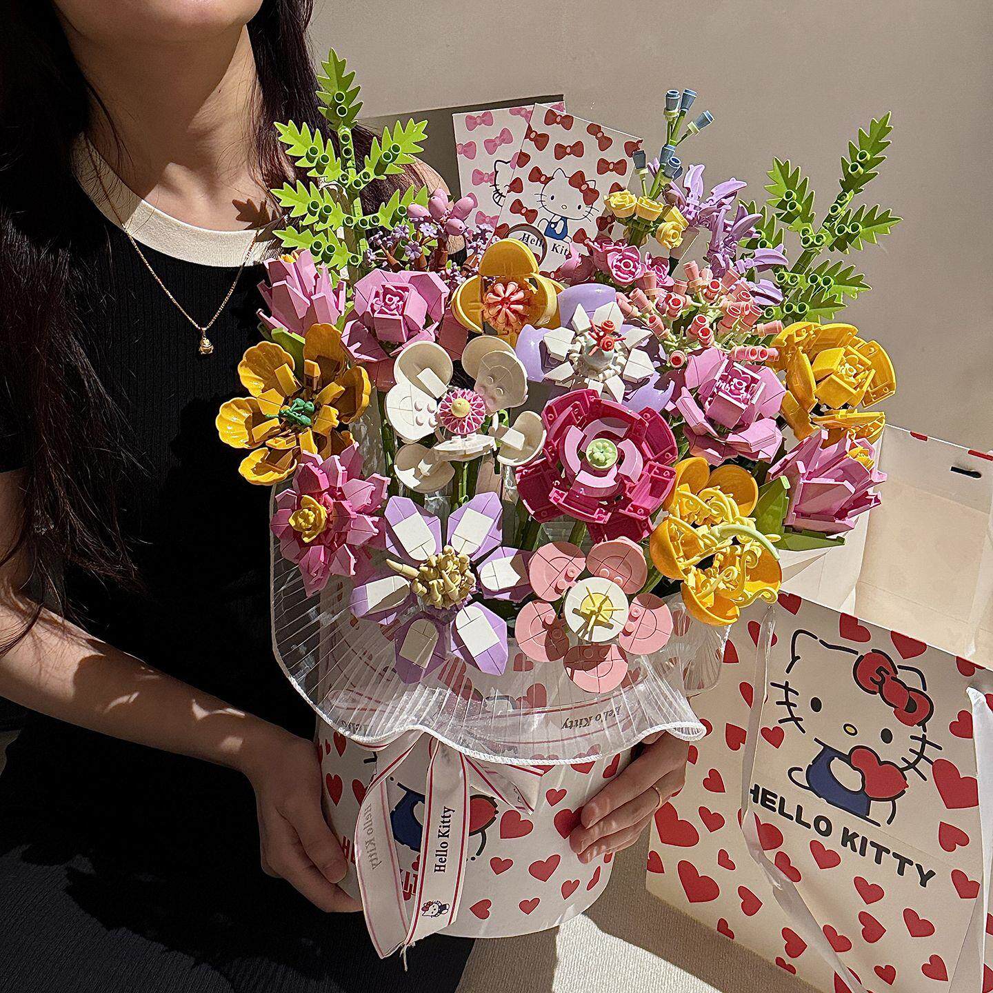 七夕礼物积木花束永生玫