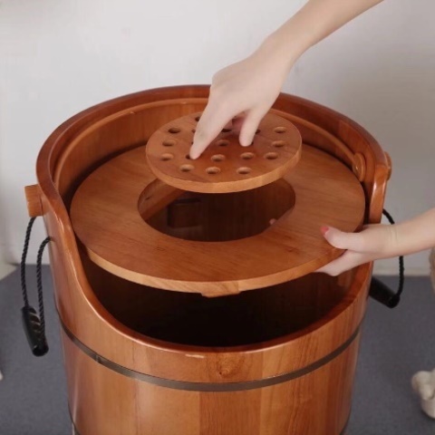 橡木泡脚桶足浴加热妇科熏蒸加高蒸脚蒸汽恒温家用成人洗脚盆木桶