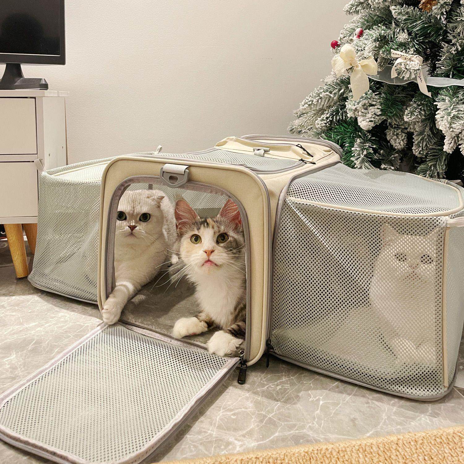 大号猫包双向扩展装两只