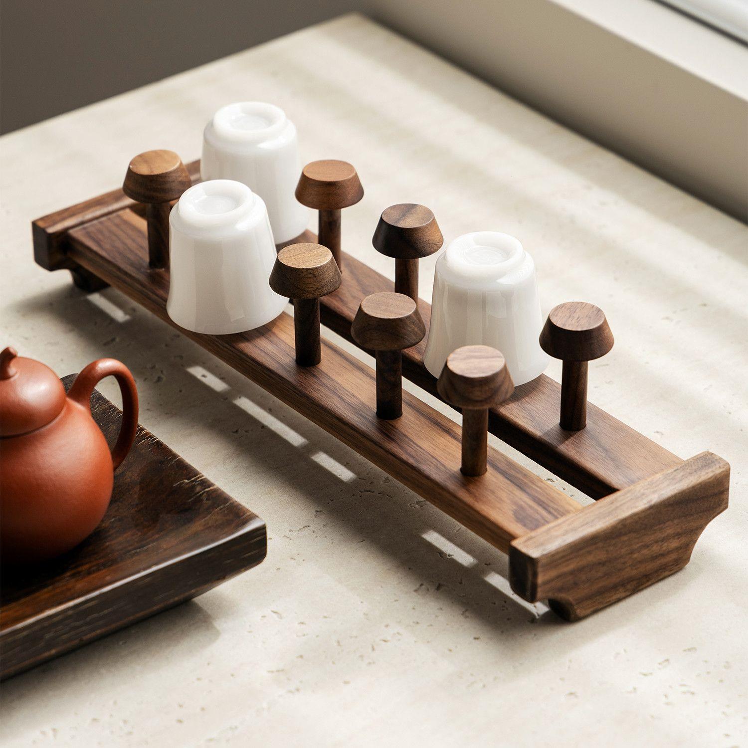 胡桃木实木置物茶杯杯架