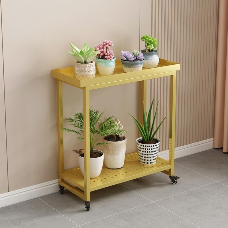 户外阳台花架子可移动铁艺多层庭院置物架落地式多肉花架室内带轮