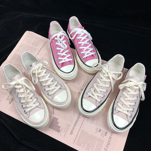 ins板鞋 子女2026新款 女学生百搭仙女风鞋 甜美1970s粉色低帮帆布鞋