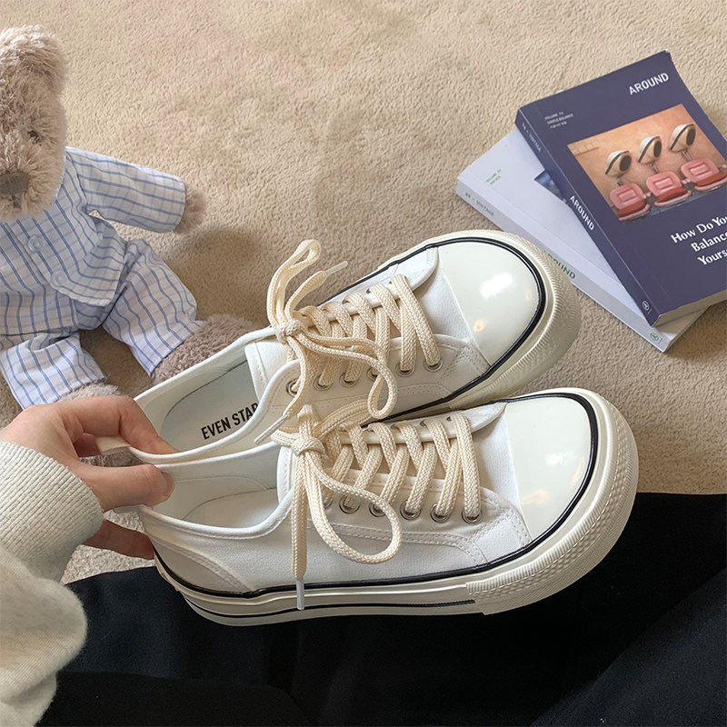 白色芒果头帆布鞋时尚厚底百搭丑萌休闲女鞋2026新款丑萌大头鞋女,女鞋,帆布鞋,淘宝优惠券,粉丝福利购,淘宝优惠卷