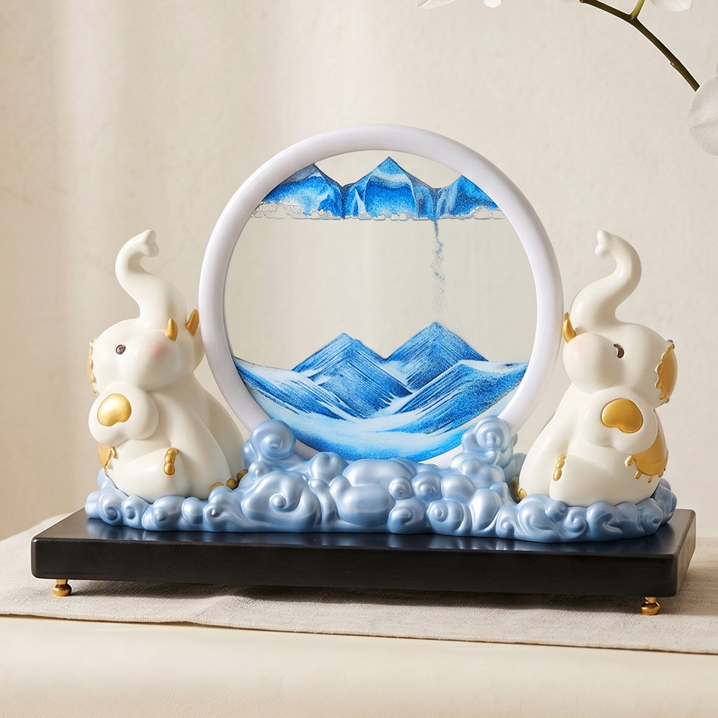 轻奢大象流沙画高级感装饰品摆件