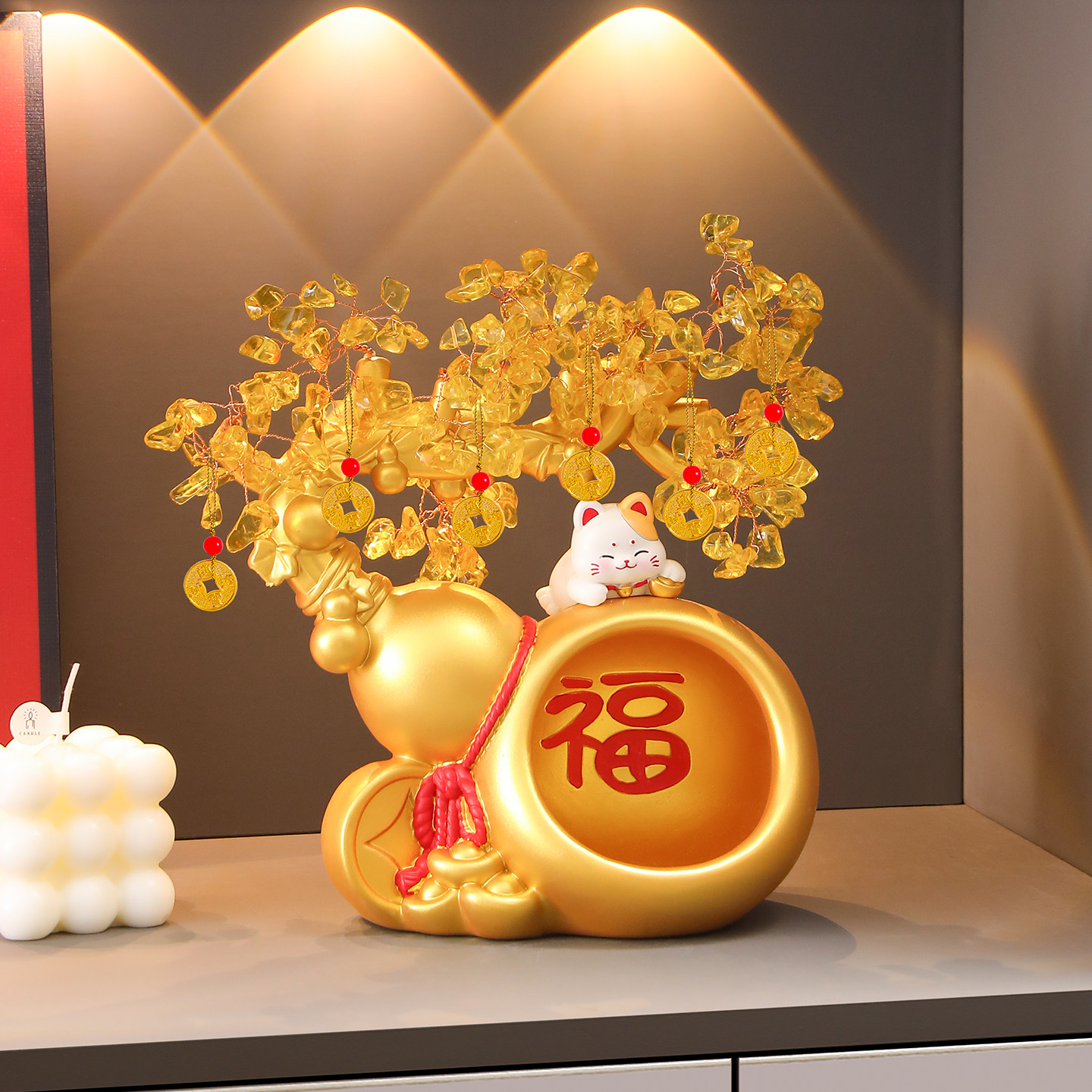 喜庆发财葫芦招财猫钥匙收纳玄关摆件入户门鞋柜装饰乔迁新居礼物