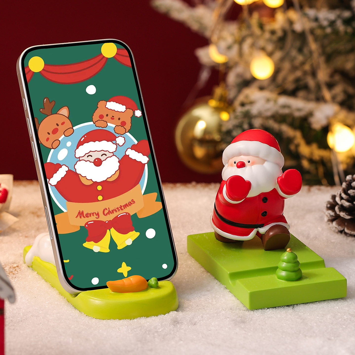 圣诞老人周边手机支架摆件