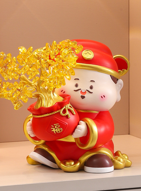 创意发财树福袋财神爷摆件
