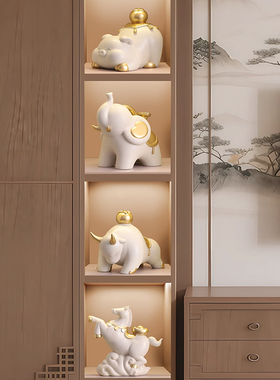 新中式马上有钱酒柜摆件入户玄关电视柜家居装饰品一站式乔迁礼物