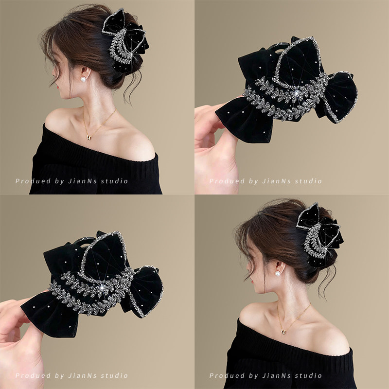 秋冬丝绒蝴蝶结闪钻抓夹女高级感轻奢后脑勺鲨鱼夹子头饰发卡发夹,饰品/流行首饰/时尚饰品新,发饰,淘宝优惠券,粉丝福利购,淘宝优惠卷