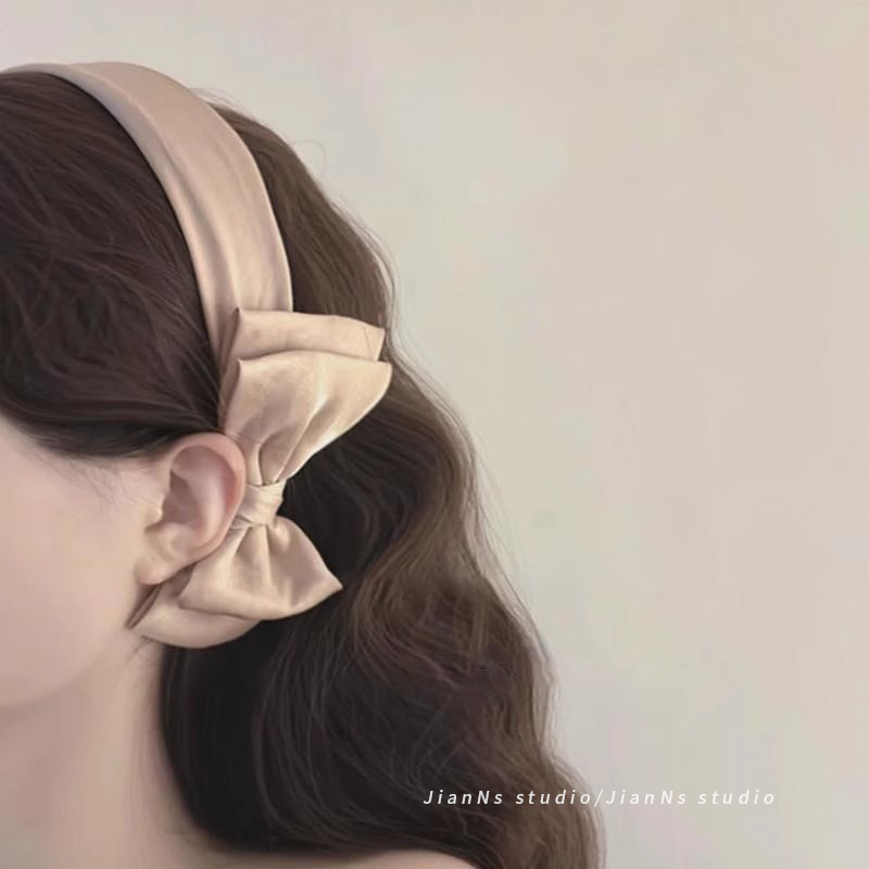 法式复古侧边蝴蝶结发箍女2025新款缎面宽边头箍超仙气质发带头饰