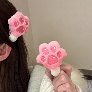可爱朱迪尼克同款 头饰 毛绒爪爪发夹卡通少女侧边夹刘海夹2025新款