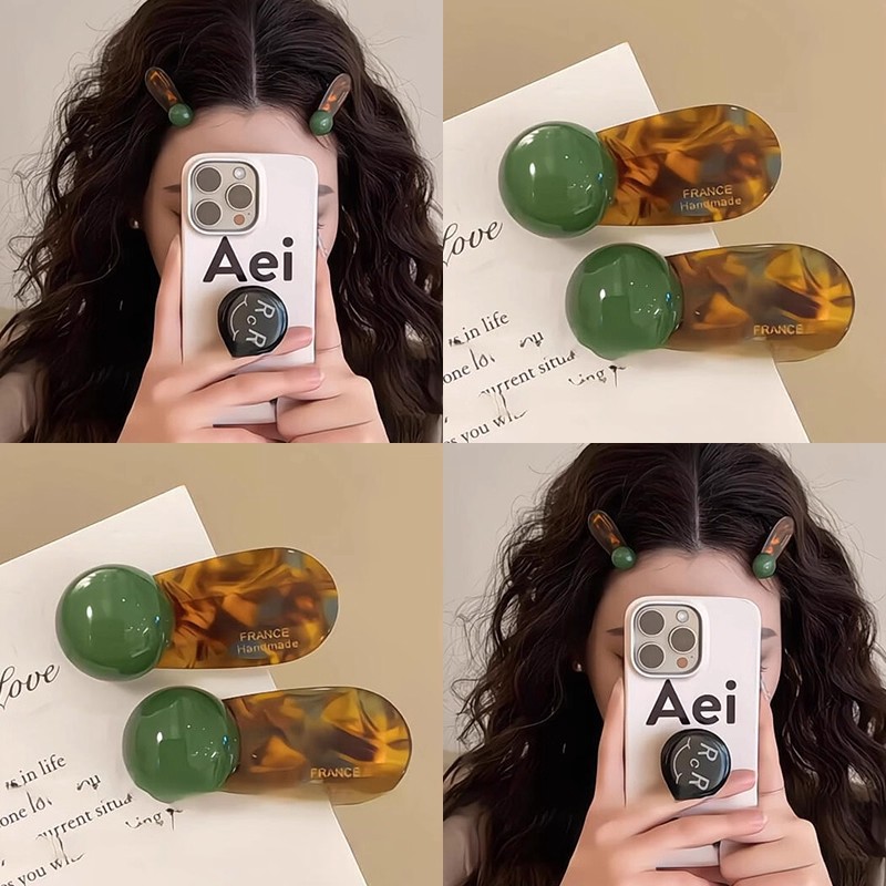 韩系珠珠醋酸发夹女2025新款高端侧边刘海夹发卡高级感一字夹发饰