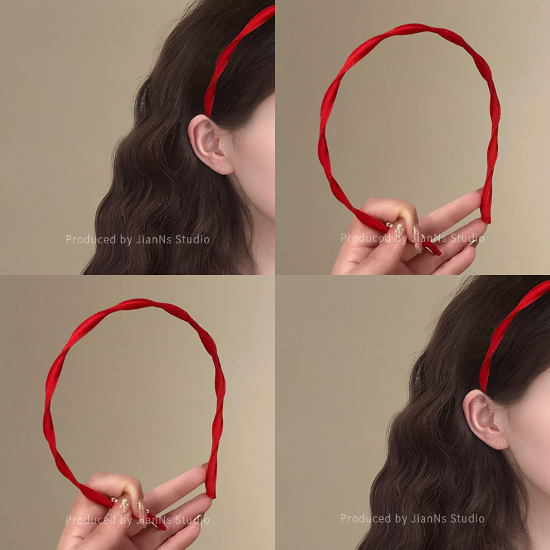 韩系红色细发箍女2025新款日常外戴高级感洗脸发卡高颅顶头箍发饰