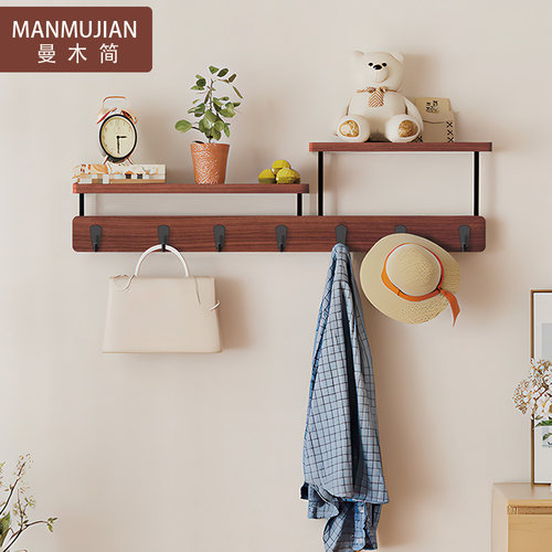 挂衣架墙上壁挂入户门玄关挂衣钩高级卧室双层创意排钩门后免打孔