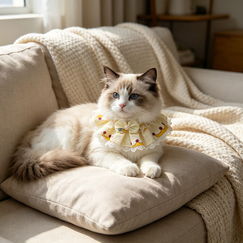猫狗蕾丝蝴蝶结铃铛项圈口水巾
