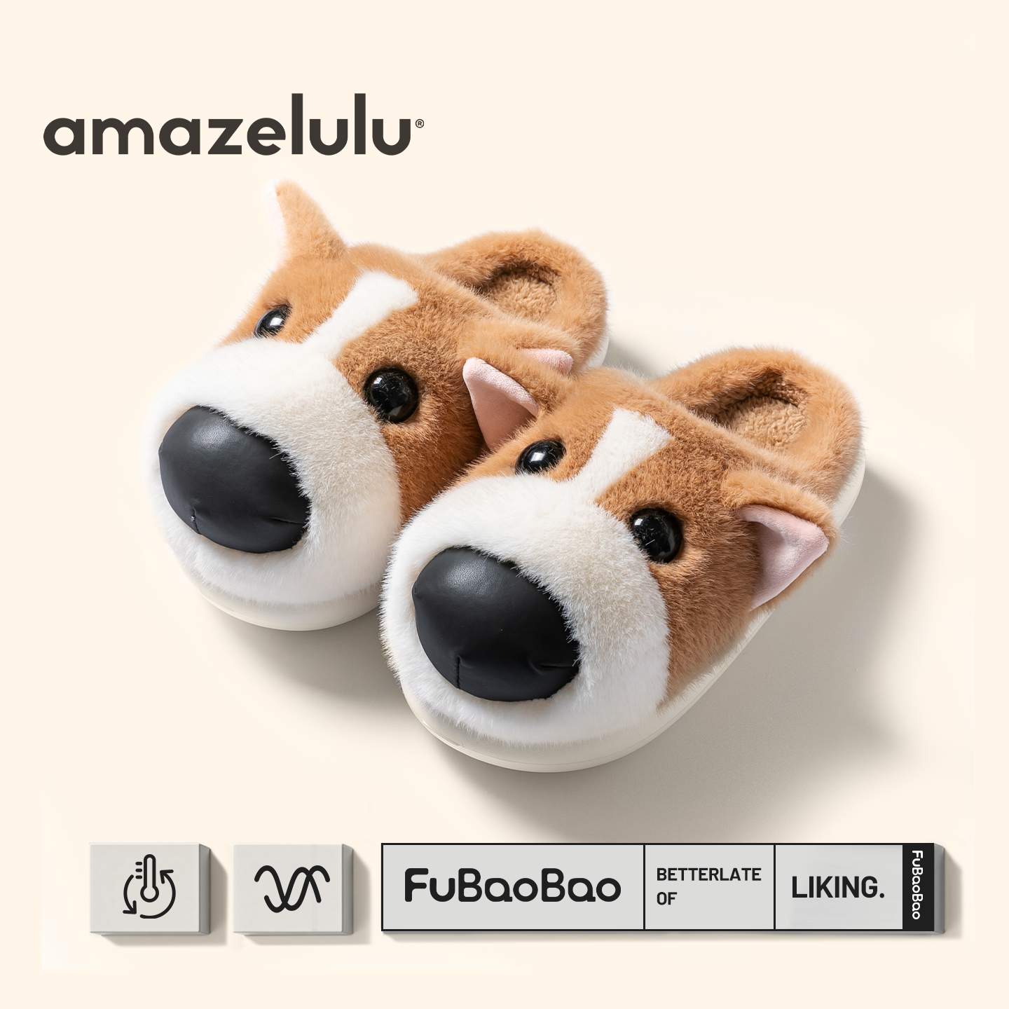 amazelulu柯基棉拖鞋女款毛绒厚底保暖2025新款冬季居家室内防滑,居家布艺,居家棉拖/棉鞋,淘宝优惠券,粉丝福利购,淘宝优惠卷