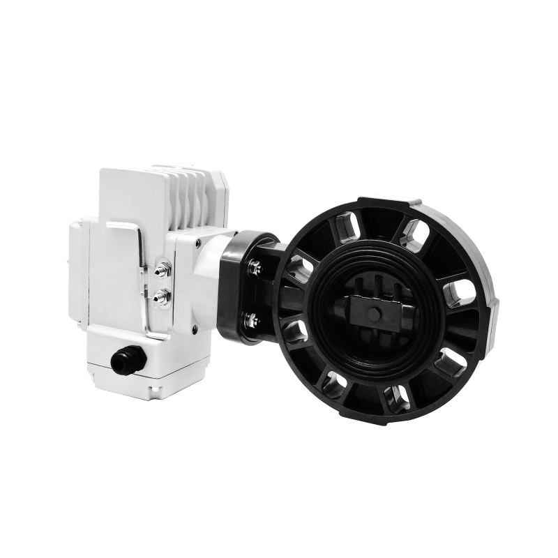 D971X-10S 电动PVC蝶阀塑料 PVC阀门耐酸碱防腐蚀DN5R0 65 80 100