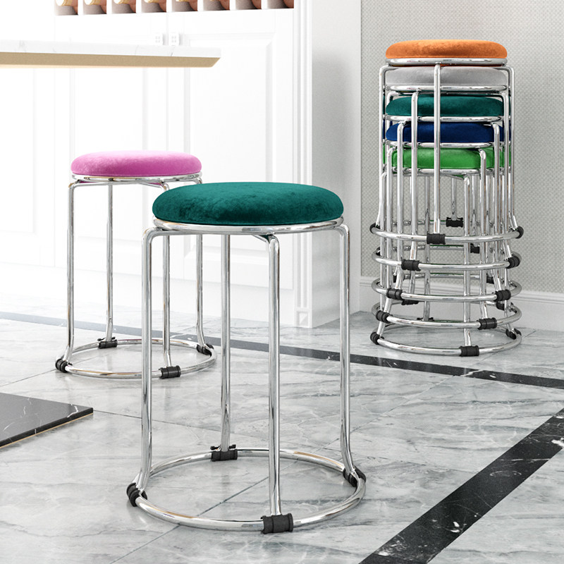 家用圆凳子餐凳椅子时尚创意钢筋凳小板凳成人凳餐厅凳不锈钢金属