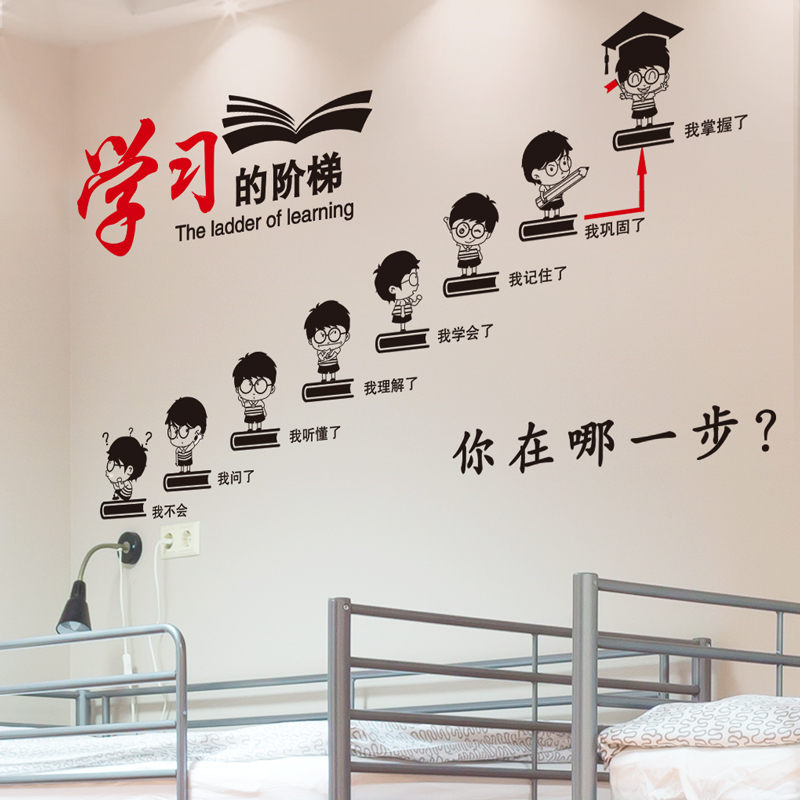学生励志墙贴激励标语自粘男生宿舍装饰海报贴纸教室墙面学习贴画