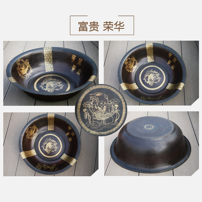 仿古手工老铜盆纯铜家用加厚按摩结婚盆泡脚盆洗脸盆复古盆足浴盆