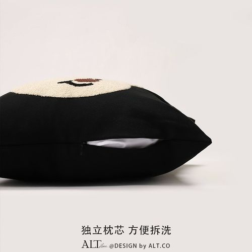 高端黑色沙发抱枕套不含芯客厅轻奢高级感卡通兔子靠背靠垫靠枕头