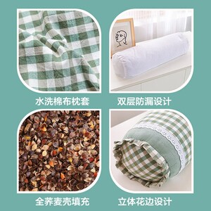 荞麦枕头护颈椎圆形枕荞麦皮枕芯带枕套单人圆柱牵引修复家用保健