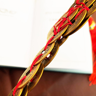 祥云阁 黄铜五帝六帝铜钱剑挂件 工艺品黄铜钱剑 古币钱剑摆件