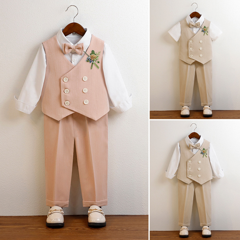 男童礼服夏季儿童西装马甲套装休闲洋气小孩西服婚礼花童表演出服