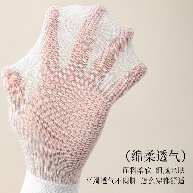 五指袜女夏季薄款精梳棉堆堆袜夏天新款网眼透气女士中筒分趾袜子