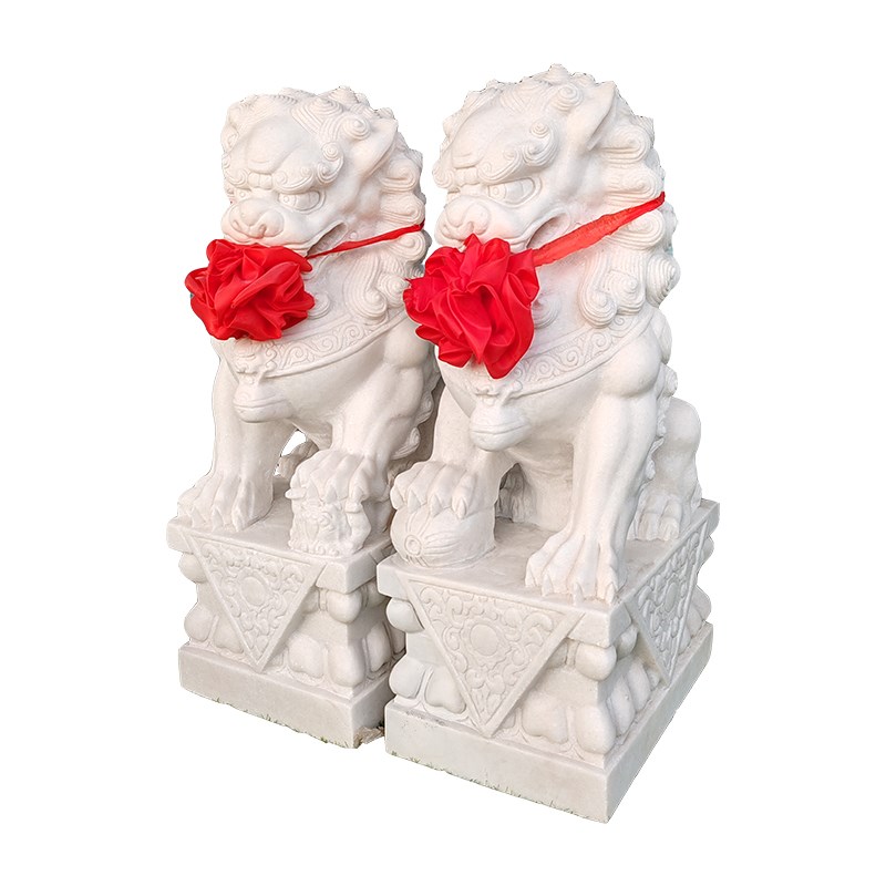 石狮子一对家用门口镇宅摆件石雕汉白玉青石大门口看门墓前祠堂