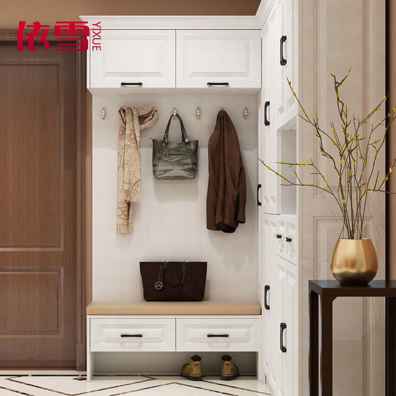 依雪简约多功能鞋柜门厅储物柜大容量进门衣帽柜换鞋凳定制鞋柜