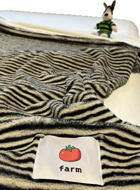 舒适兔兔绒黑色条纹毛毯泰迪绒午休毯盖毯秋冬加厚毯子卧室沙发