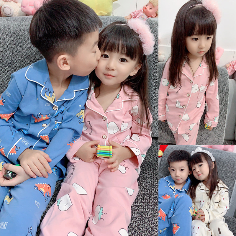 童女童纯棉睡全棉春秋家居服中童睡衣睡裤套装大童对开休闲两件式,童装/婴儿装/亲子装,家居服套装,淘宝优惠券,粉丝福利购,淘宝优惠卷