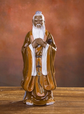 四圣王羲之孔子陆羽杜甫 国学书院办公室书房装饰品陶瓷摆件中式