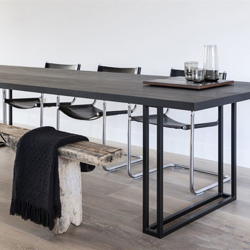 北欧简约实木餐桌复古铁艺饭店餐厅咖啡厅长方形桌做旧原木长条桌