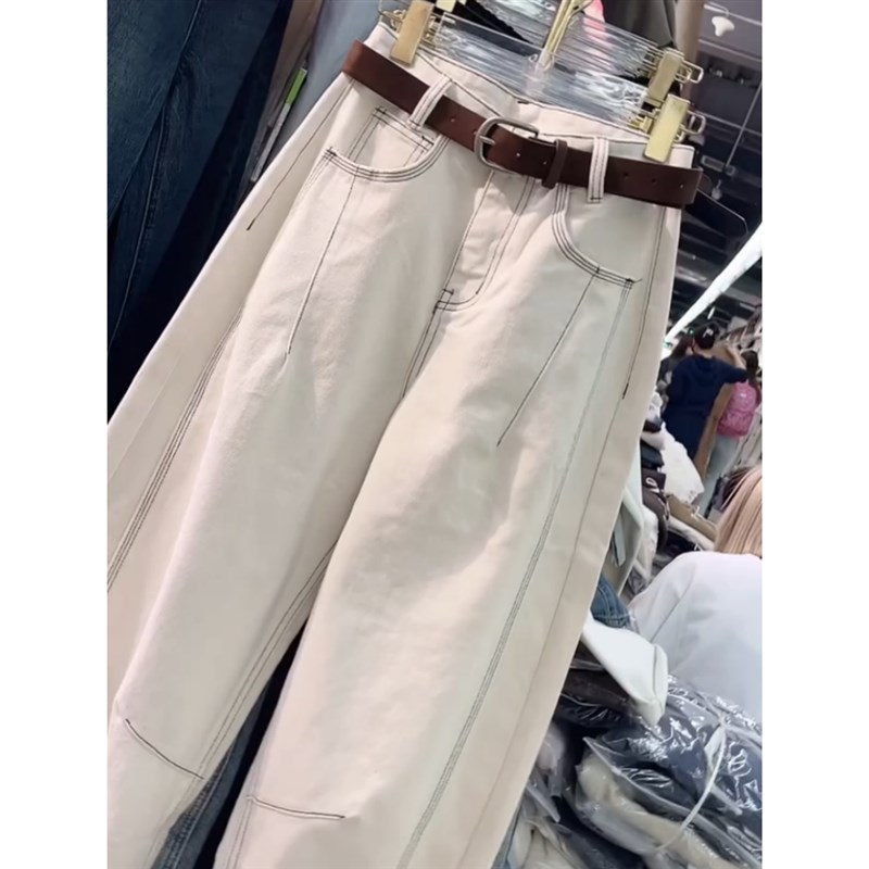 今年流行休闲阔腿牛仔裤女2024年秋季新款大码高腰宽松显瘦弯刀裤