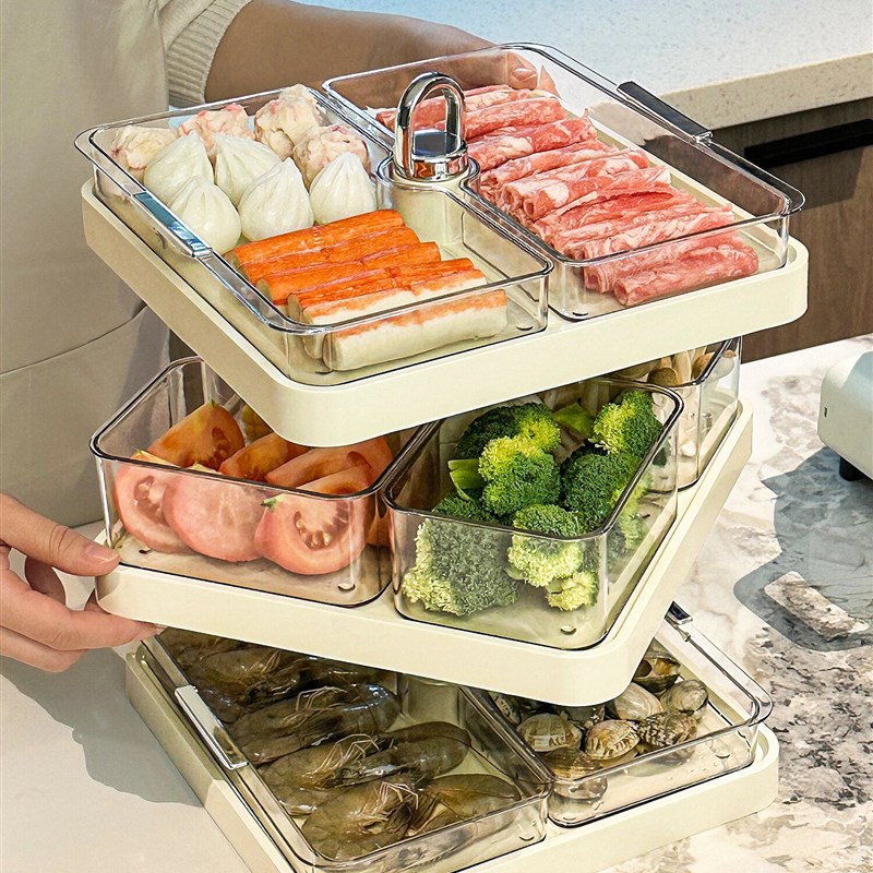 杜琥火锅配菜分格转盘火锅备菜盘置物盘可旋转托盘收纳盘摆放盘