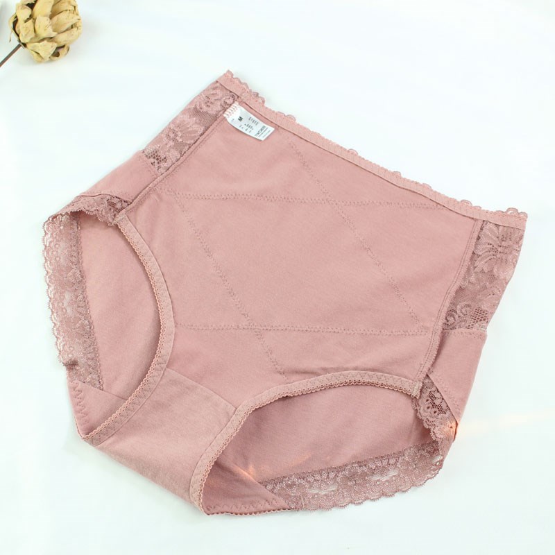 高腰纯棉微收腹蕾丝无痕舒适女内裤 大码胖MM棉质包臀短裤不夹PP