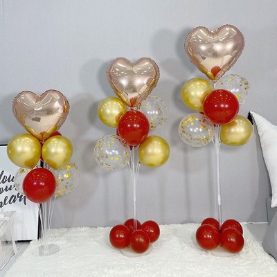生日布置网红桌飘气球落地支架底座铝箔桃心立柱气球婚礼会场装饰